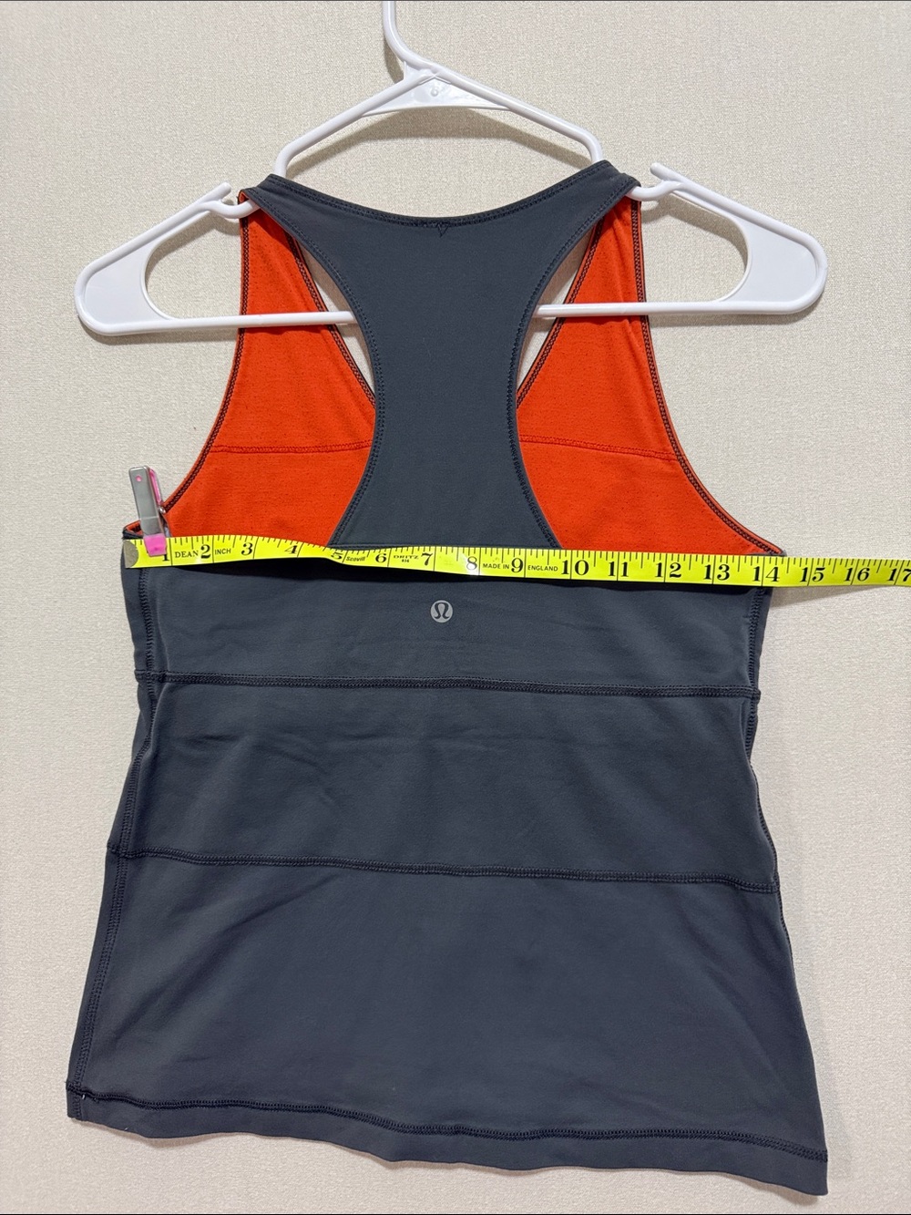 lululemon athletica Charcoal Tank with Orange Back Panel - Picture 5 of 6